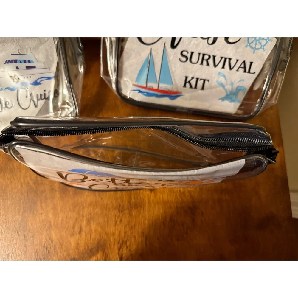 Cruise Survival Kit Toiletry Bag Set 5 pcs Clear Zipper‎ Pouches Travel